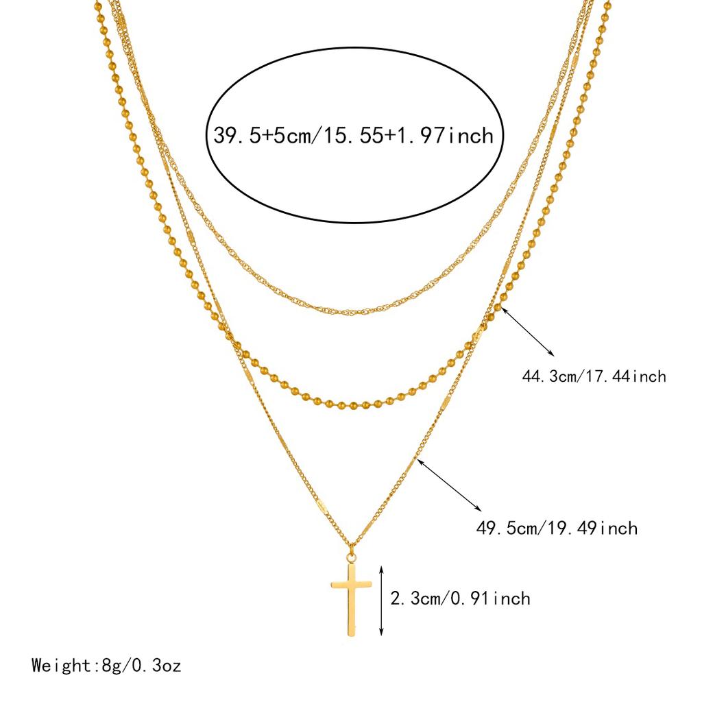 Stainless Steel Multi Layer Cross Pendant Necklace For Women Girl Fashion New Trendy Jewelry Accessory Gift Party Glamorous