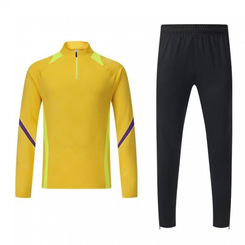 Quick-Dry Breathable Running Soccer Training Set Mens Long Sleeve Half-Zip Athletic Wear All