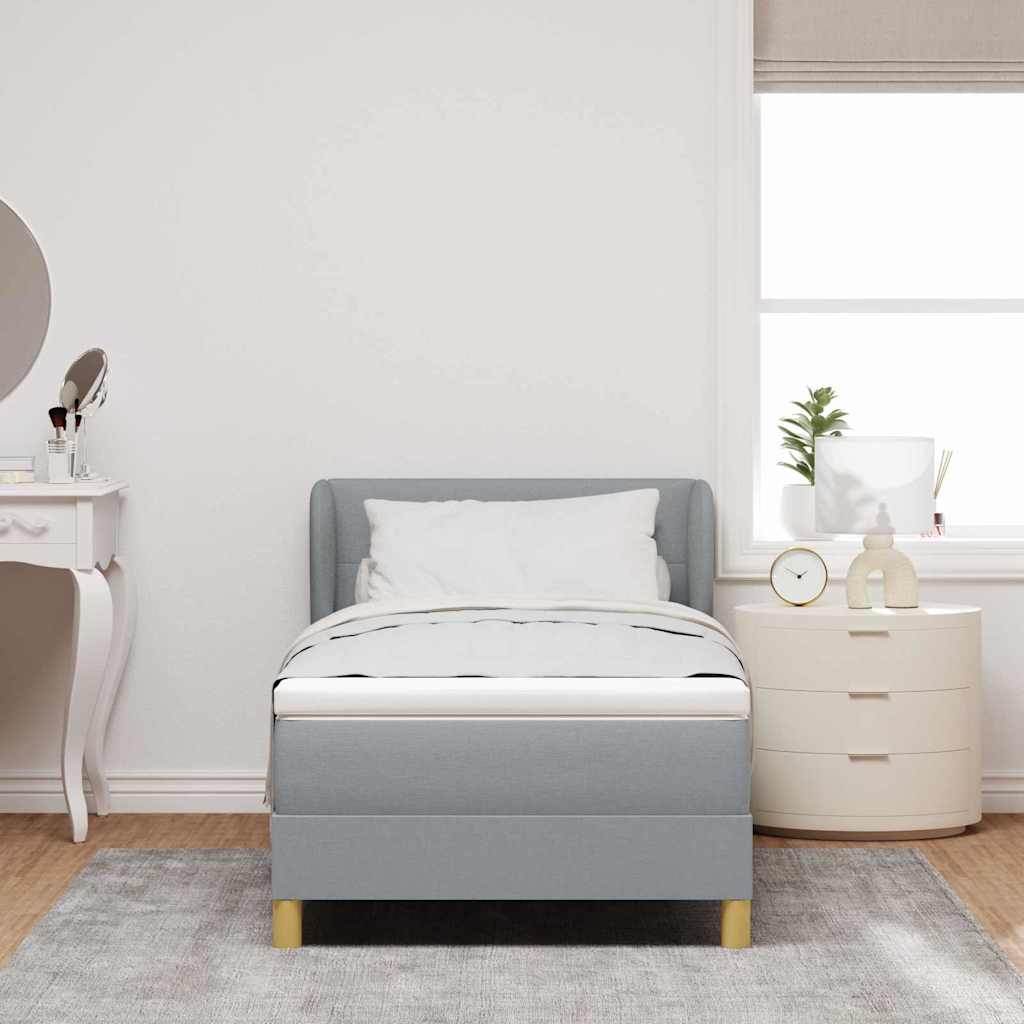 Boxspring Bed with Headboard Light Gray 80 X 200 Cm Fabric
