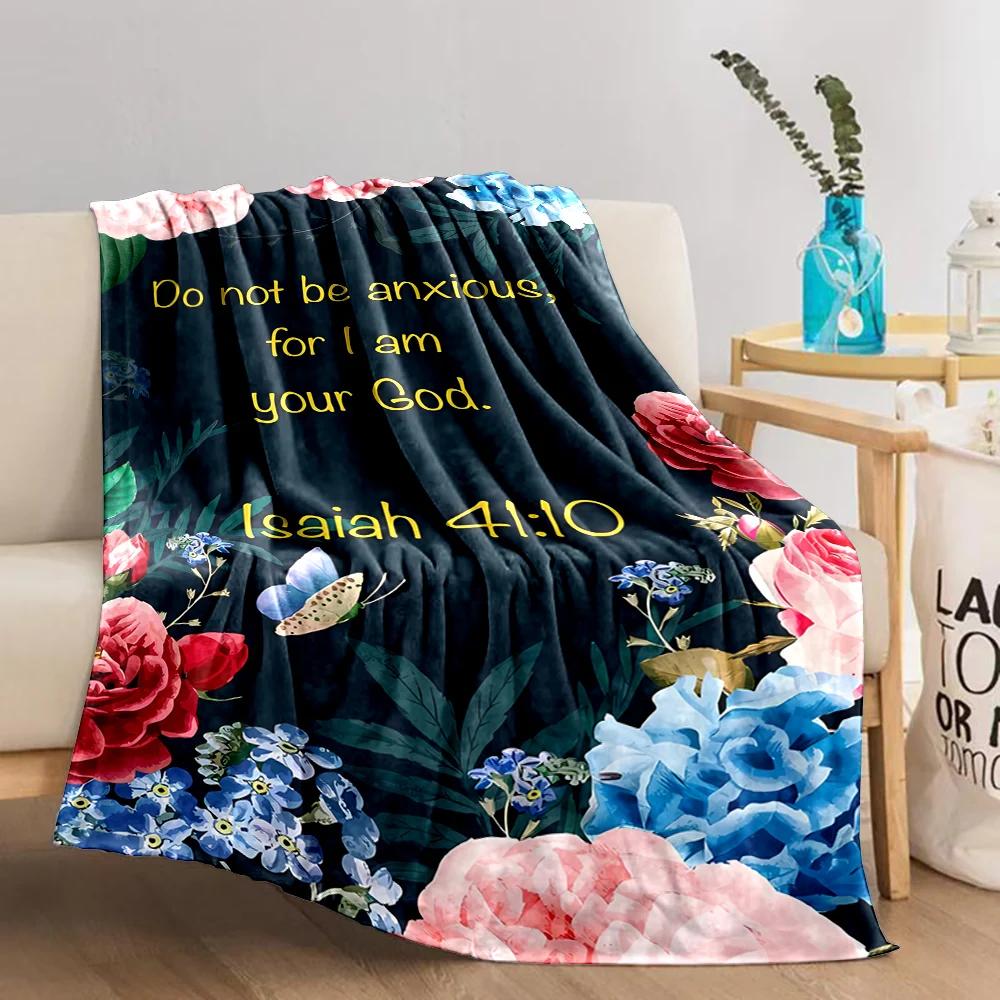 Devout Faith Bible Verses Flannel Blanket Throw Sofa Bed Cover Four Season Soft Fluffy Quilt Blanket Outdoor Leisure Nap Office