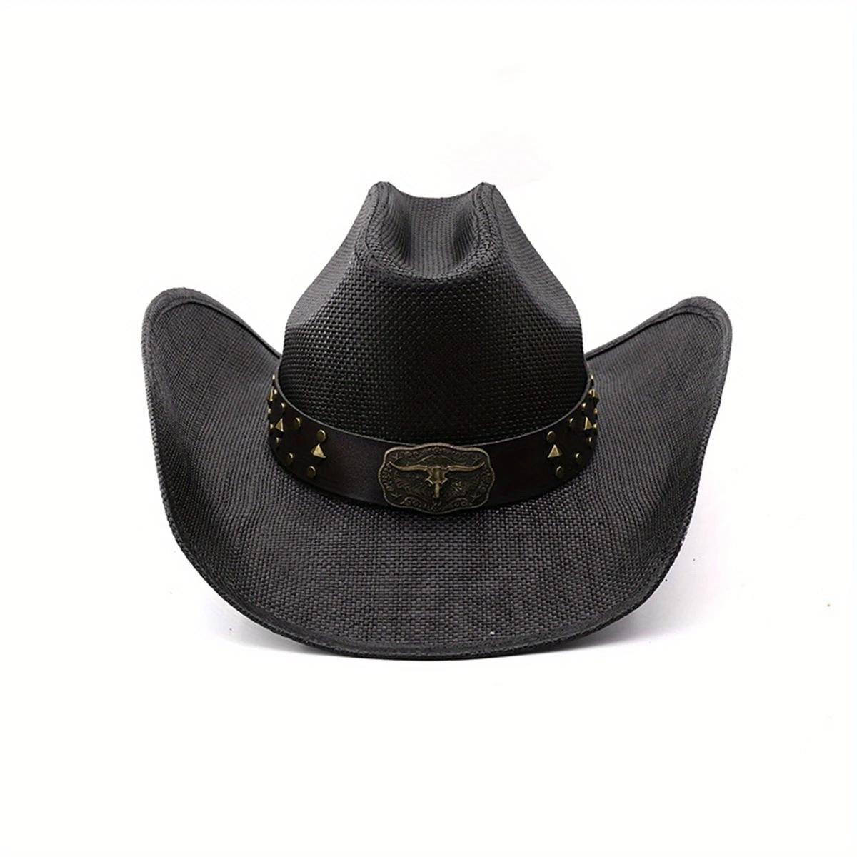 

JYL TS DIY Suede Patchwork Hat Unisex Holiday Sun Protection Western Hat Faux Suede Black(Style2)_58 голденрод бледно