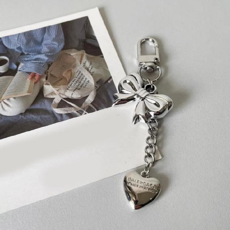 Fashion Heart Bowknot Chain Keychain Hanging Decorations Keyring Ornament
