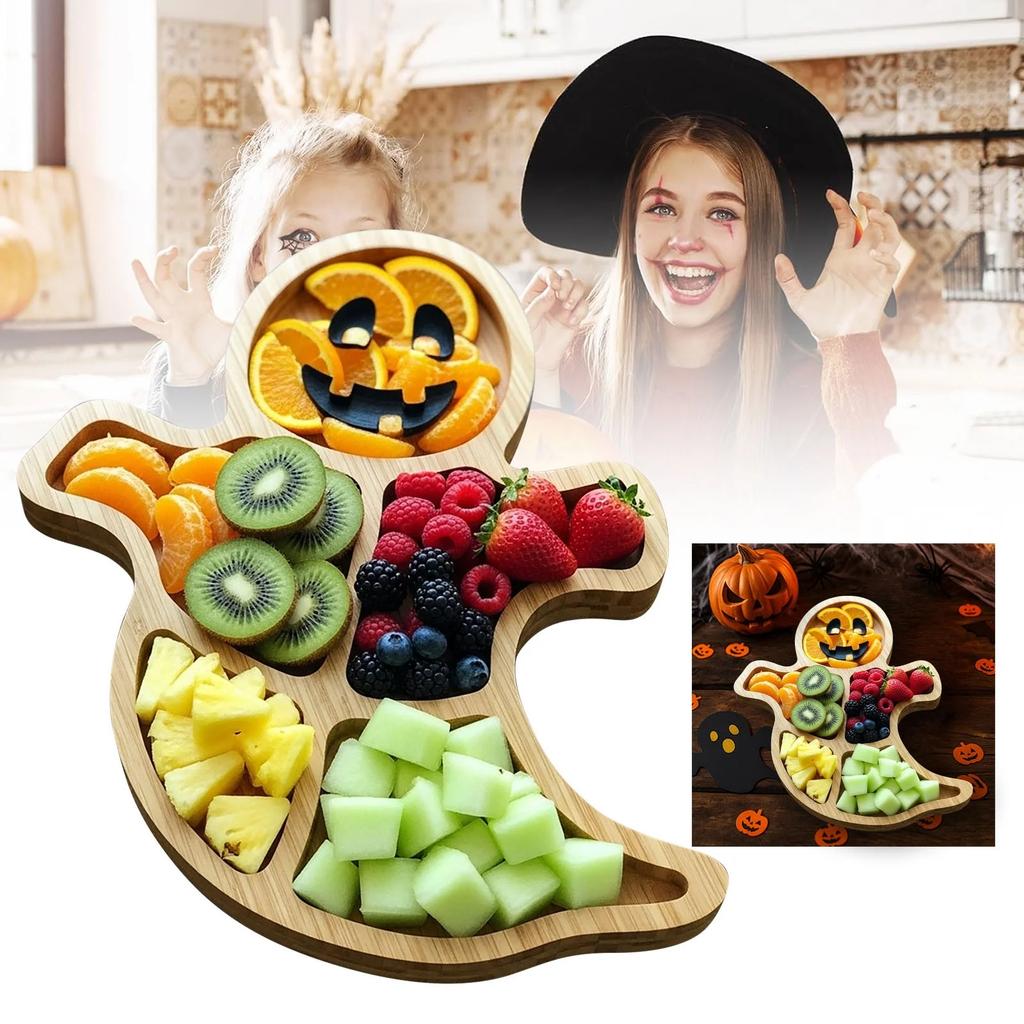 Halloween Charcuterie Board Tray - Wooden Serving Platter With Spooky Designs For Parties, Cheese & Charcuterie Display,  Table Centerpiece Decor