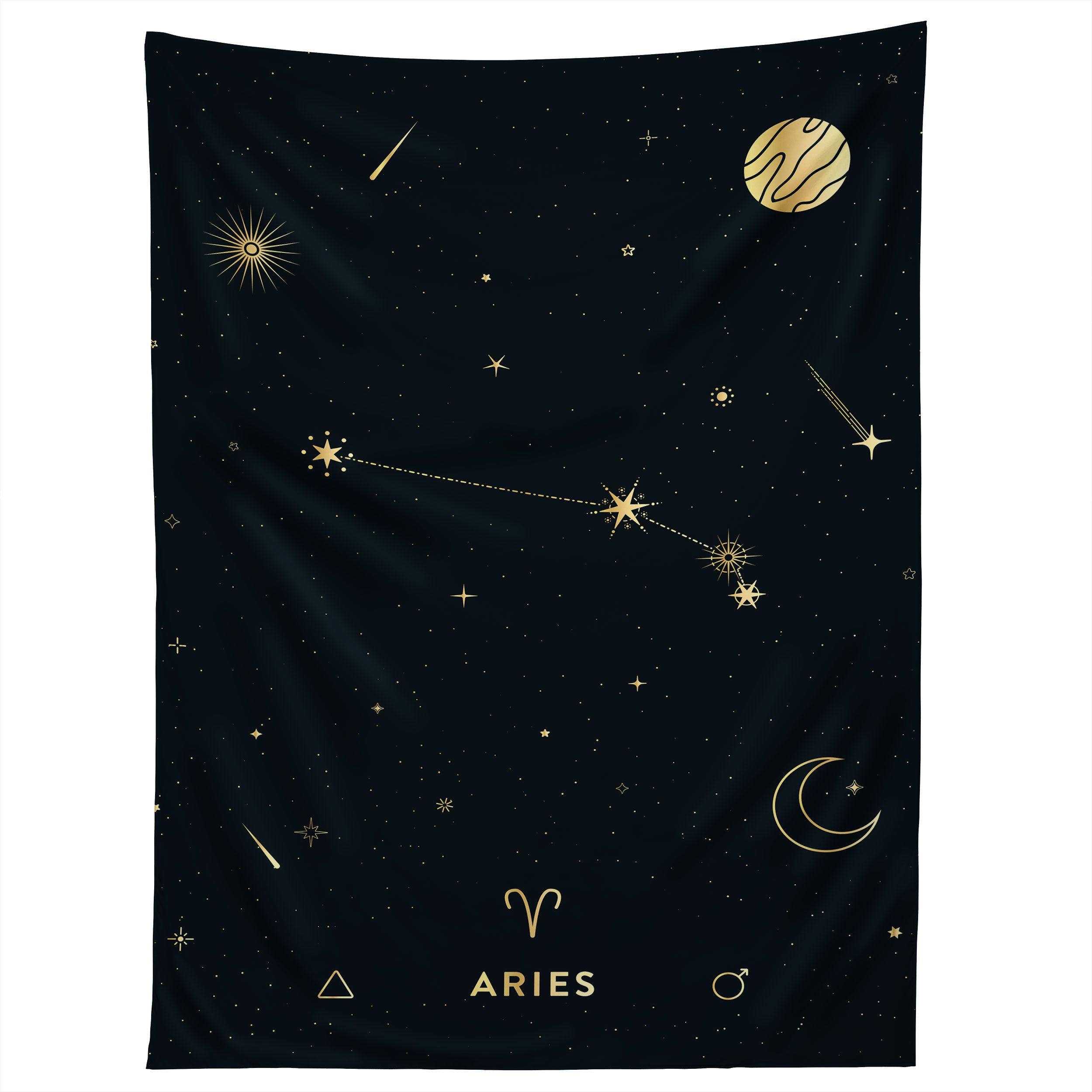 ARIES CONSTELLATION IN GOLD tapestry 75x100