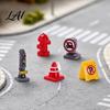 Toy Roadblock Combination 8Pcs Mini Traffic Sign Figurines Simulation Street Barrier Ornaments Tiny Dollhouse Accessories Light Cones Micro