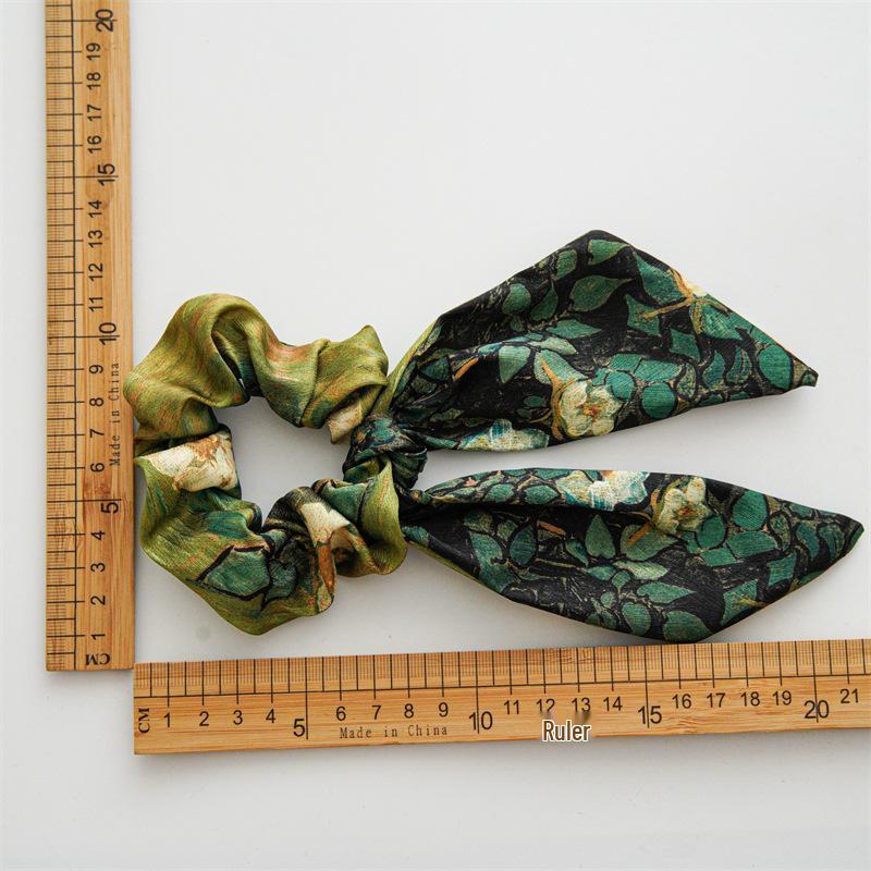 Niche Design Bow Oil Painting Ponytail Hair Tie & Headband for Women