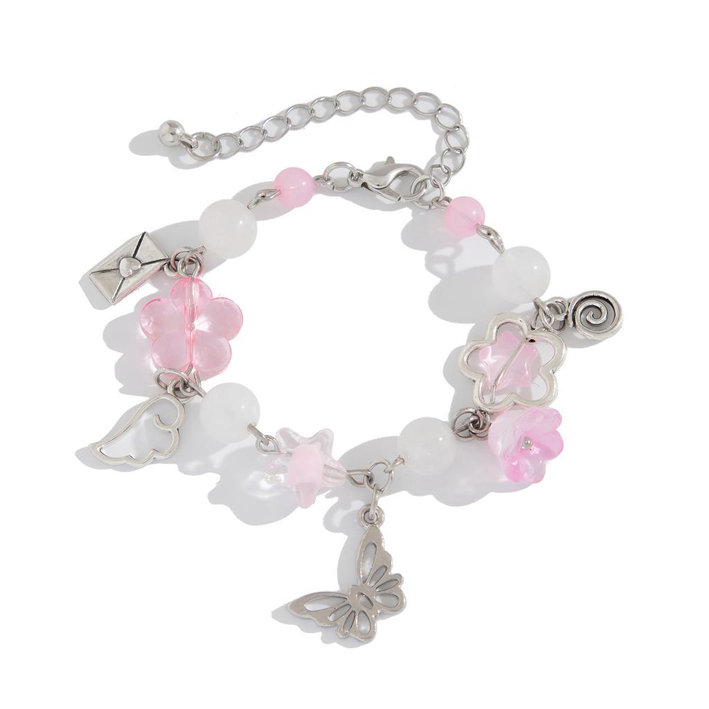 Süßes Und Cooles Schleifenanhänger-Armband für Damen, Einfaches Imitationsperlen-Stern-Schmuckarmband