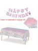 Mermaid Party Supplies Set with Plates Napkins Tablecloth Banner and Cupcake Toppers Perfect for Birthday Party Decorations