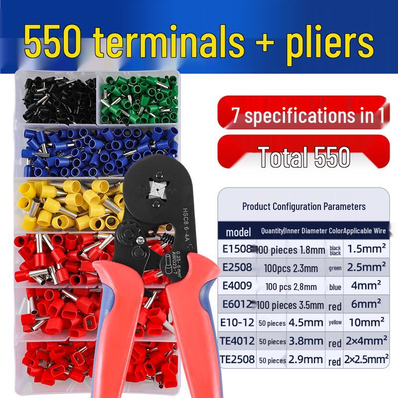 European Pin-Type Pre-Insulated Copper Ferrule Wire Connectors with Crimping Pliers