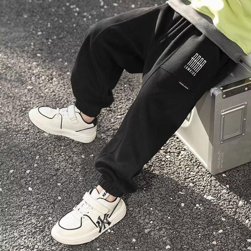 Boys' Spring and Summer Autumn Pants Children and Teens Pants Thin Children's Sports Straight Pants Trendy Three-Bar Pants Trendy