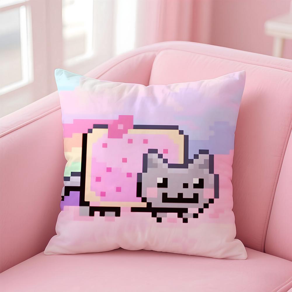 Nyan Cat Cushion Cover Home & Car Multi-Scene Pillow Cover - Reversible, Soft & Durable for Daily Use