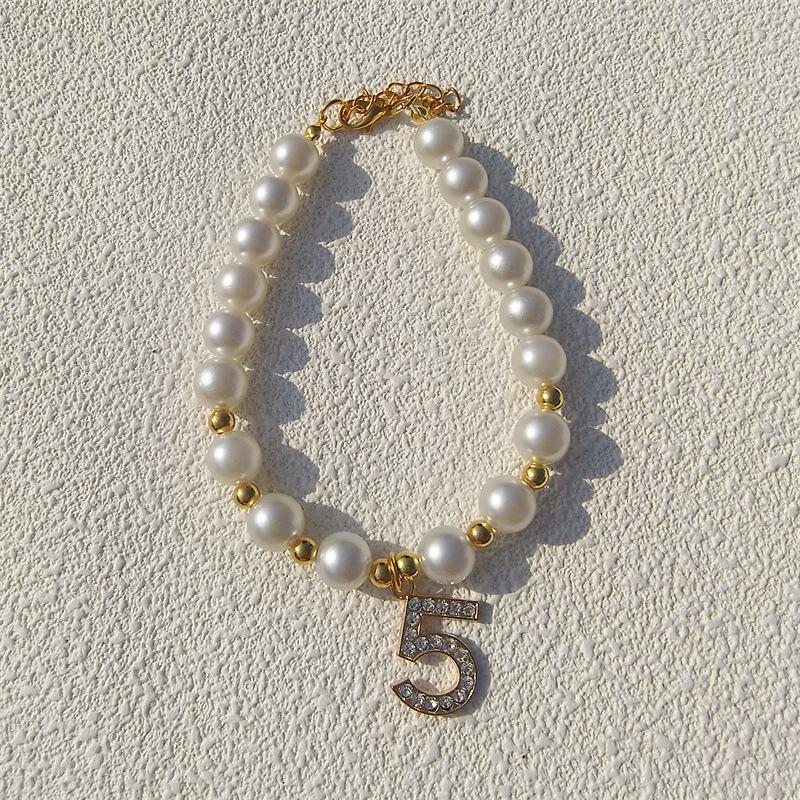 New Love Pendant Pearl Beaded Pet Necklace Versatile Accessories Handmade Cat and Dog Collar