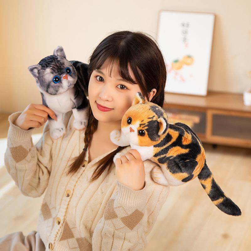 Cute simulation kitten doll plush toy three-flower cat orange cat doll children's soothing cloth doll