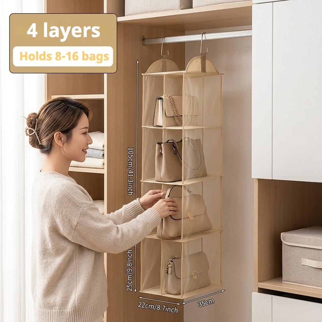 handbag Organizer Closet Storage for Handbags Purse Organizer Wardrobe Hanging Bag Holder Dustproof Multi Layer Storage Rack
