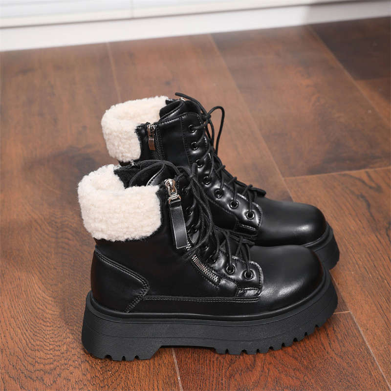 

Retro round-headed Martin boots women s winter velvet thickened warm snow boots new thick-soled cotton shoes 35