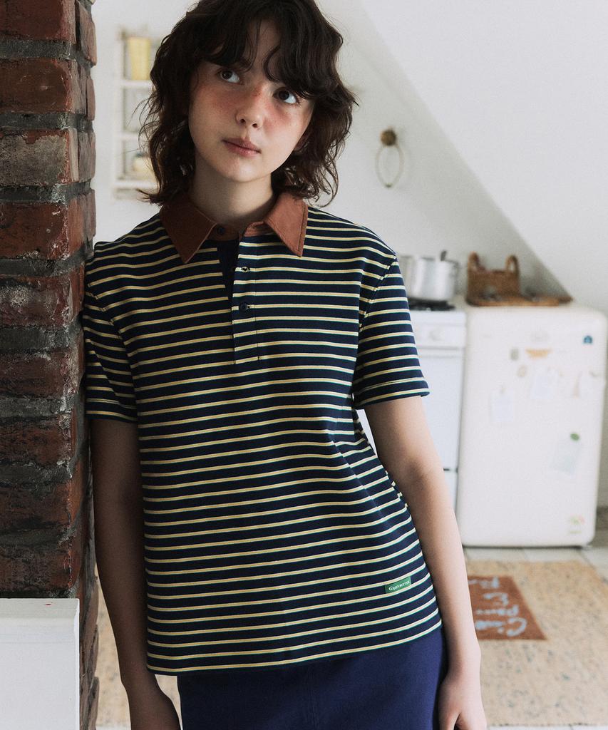 GREENBUTTER Stripe Polo Tee (Navy)