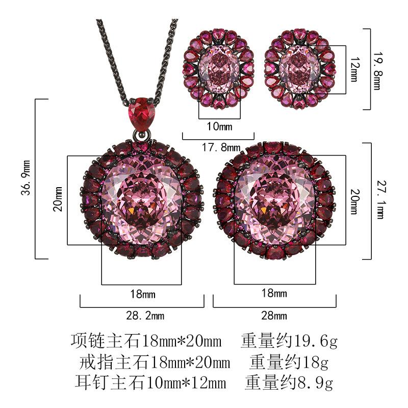 Women's Trendy Flower Shape Pearl Inlaid 18K Gold Plated Brass Copper Alloy Movable Ring Pendant Necklace Set