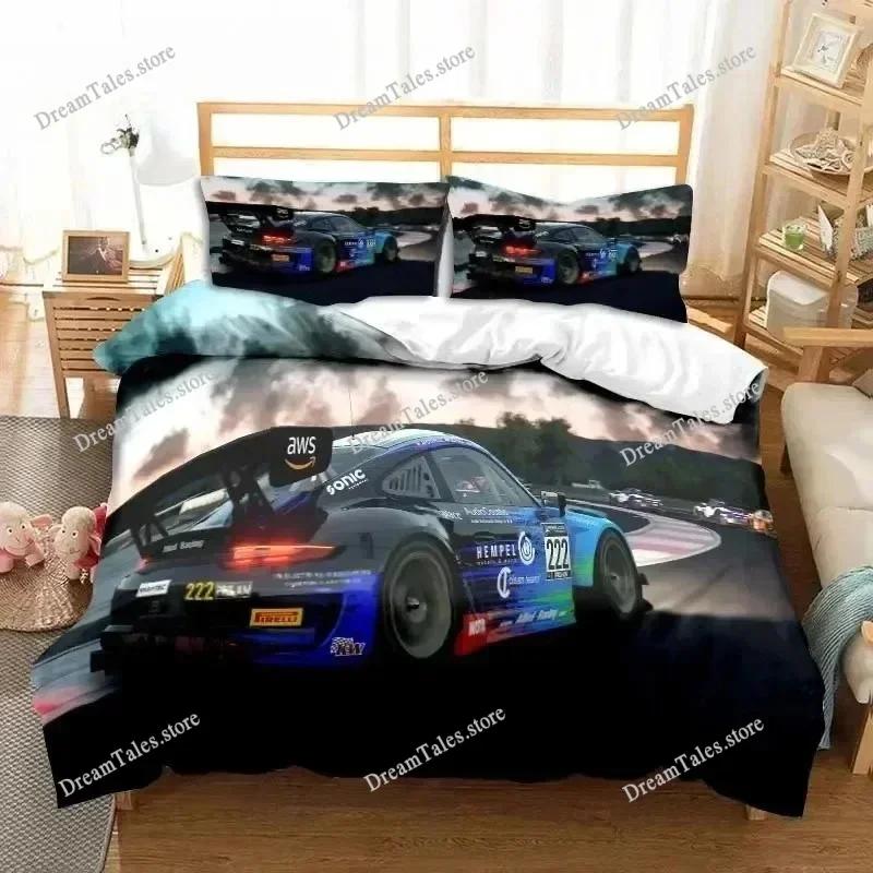 3D Print Drift Cars Cool Racing Car Bedding Set Duvet Cover Bed Set Quilt Cover Pillowcase Comforter King Queen Size Boys Adult3