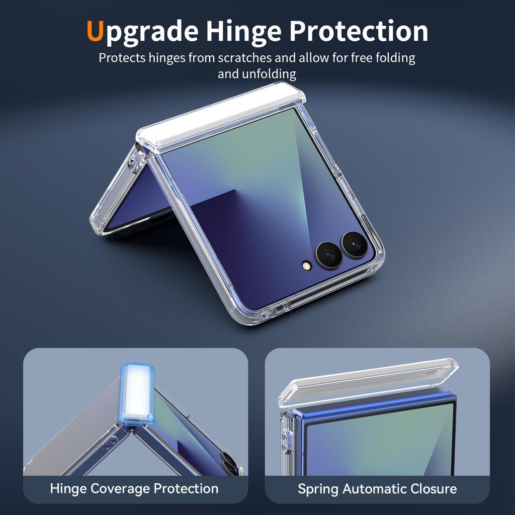 Samsung Z FIip8 Transparent Mobile Phone Case with Side Cover Folded Up and Down FIip7 Anti-drop Two-in-one Protective Case