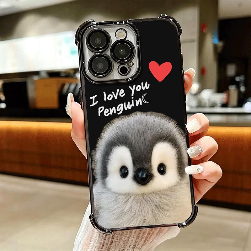 Penguins Love At The North Pole Soft Phone Case For iPhone 15 16 17 Air 14 Pro Max 16E Plus 13 12 Mini Plating Anti-Fall Fundas