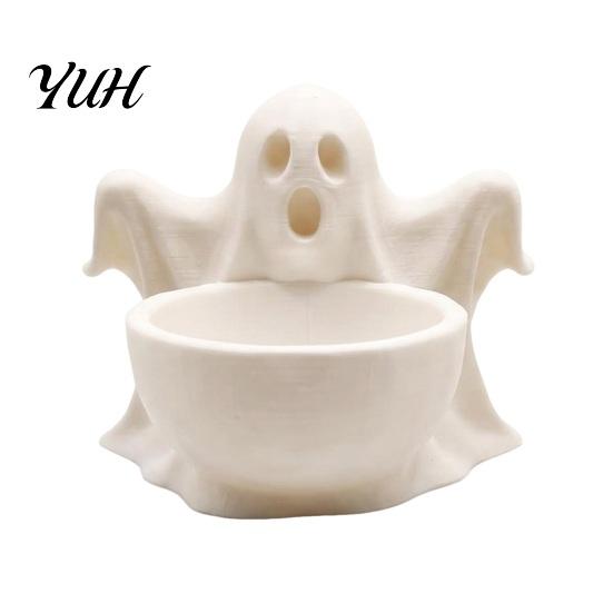 Ghost Theme Room Accents 3D Printed Storage Ornament, Cute Candy Bowl, Halloween Desktop Decorative Figurine Jewelry Holder, Creative Desk Organizer