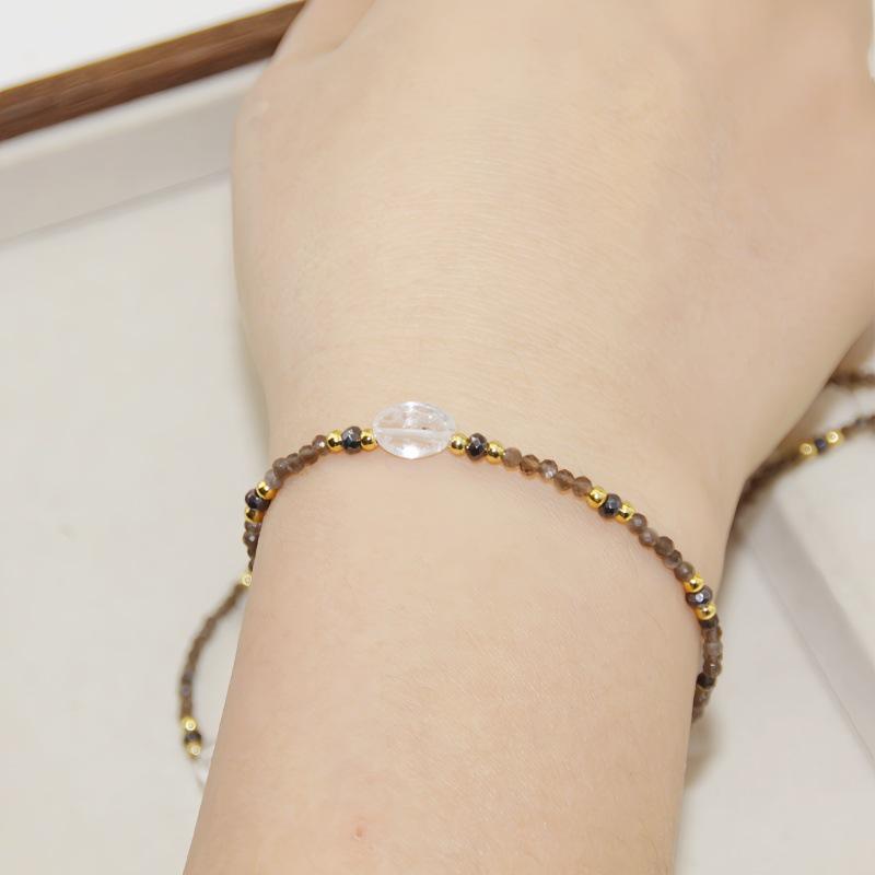 Autumn/Winter Smoky Gray Agate Beaded Necklace Chain