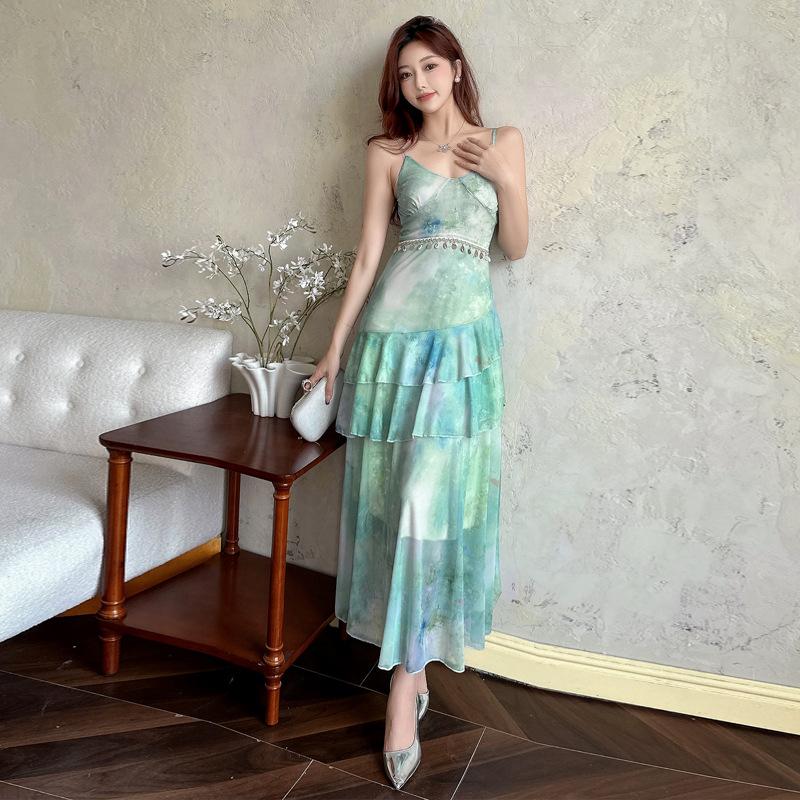 

Женское облегающее платье Gentle Wind Mesh с принтом листьев лотоса XL зелёный