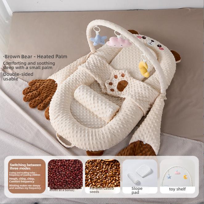 Newborns Soothing Crib with Slope Pad & Leg Rest and Toy Stand Rack for Comfort Nest Bed