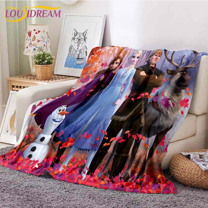 3D Cartoon Frozen Blanket Ultra Lightweight Soft Plush Flannel Throws Blanket for Sofa Bed Couch Best Office Gifts