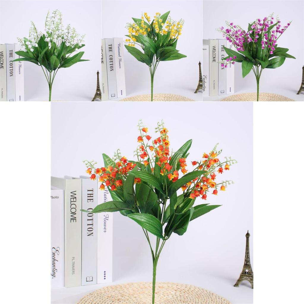 Beautifully Crafted 7 Branch Fake Lily Of The Valley Bouquet For Luxurious Event Decoration