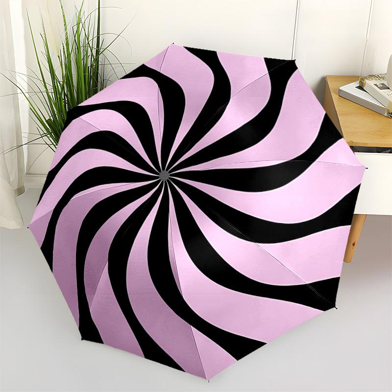 1pc Swirl Pattern Automatic Folding Umbrella Portable Collapsible 8-Rib Umbrella for All Seasons, Casual Outdoor Accessory, Perfect