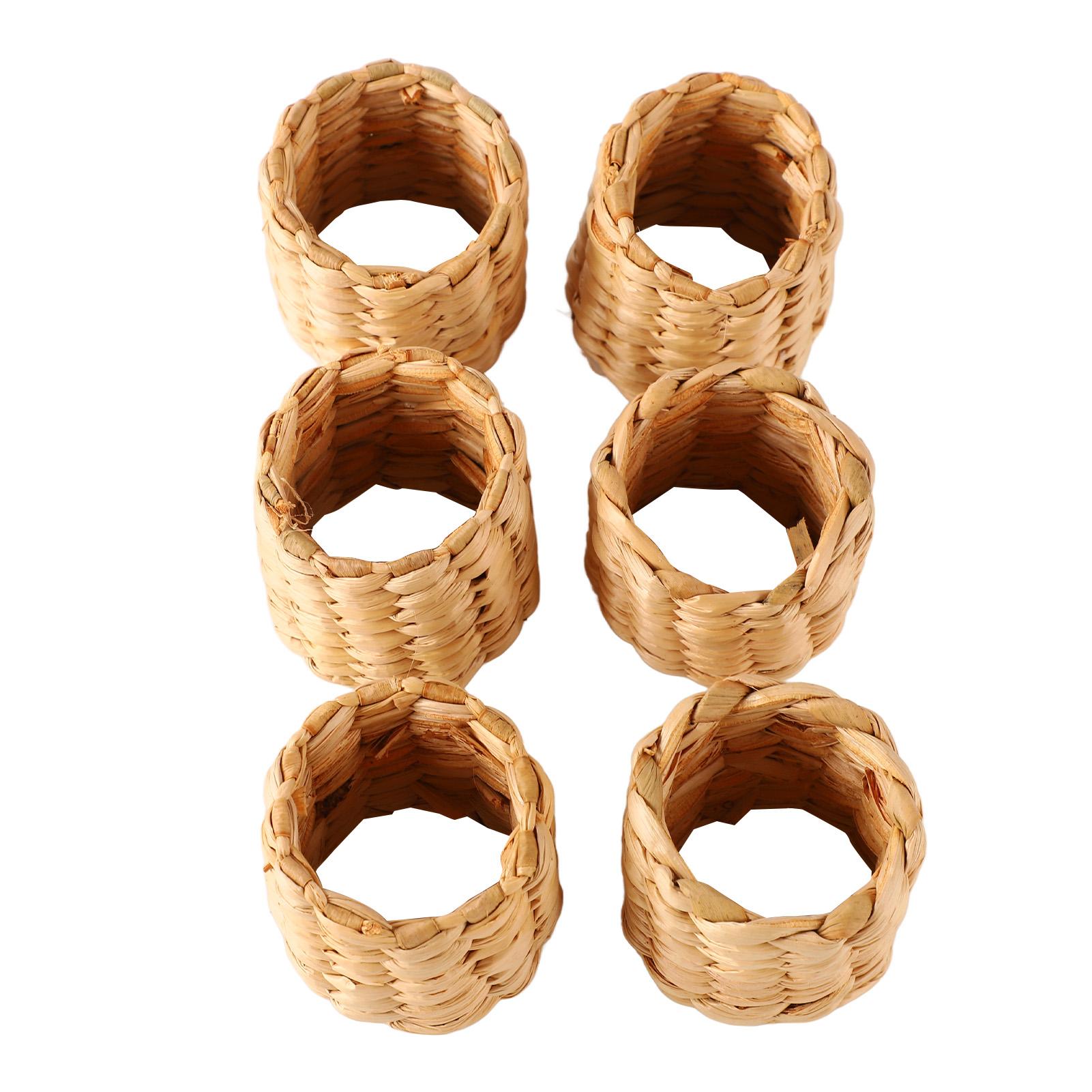 

6 шт. Плетеные кольца для салфеток Ретро Рустикальный стиль Прочные Долговечные Легкие Маленькие Держатели для салфеток для вечеринки