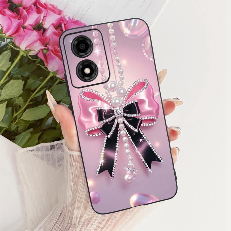 Cute Printing Phone Case For Motorola Moto E14 Soft Black Silicone TPU Cases For Moto E14 Covers Bumpers