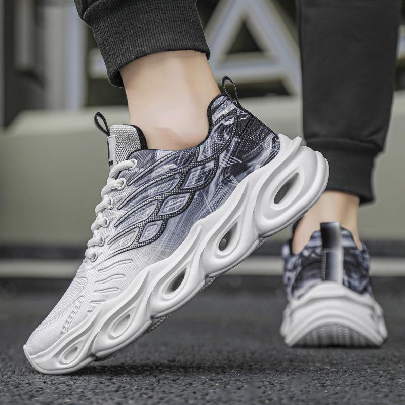 New Men's Sports Shoes Mesh Breathable Men's Shoes Summer D Printing Casual Shoes Rubber and Plastic Sole Explosion