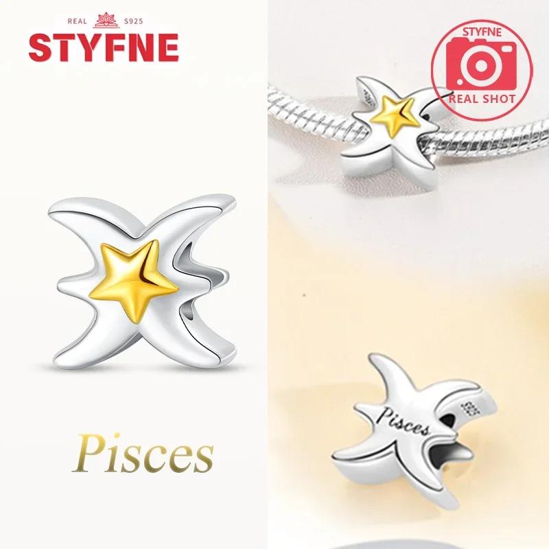 

Authentic Simple Symbols Twelve Zodiac Signs Star Shape Taurus Capricorn copper Bead Compatible With Bracelets Women Diy Birthday Gift Accessory