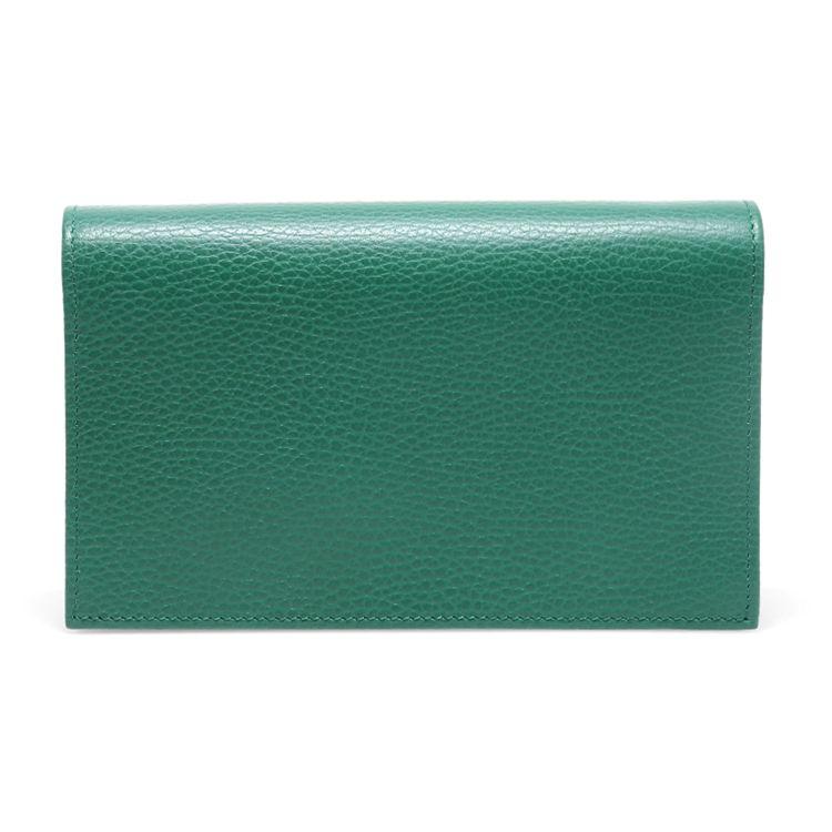 Gucci Logo Double G Litchi Grain Chain Messenger Envelope Wallet Crossbody Shoulder Bag Women Bags Green 615523-CAO0G-3120
