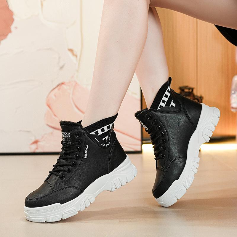 Winter New High-top Cotton Shoes Ins Student Platform-soled Velvet Sports Snow Boots H