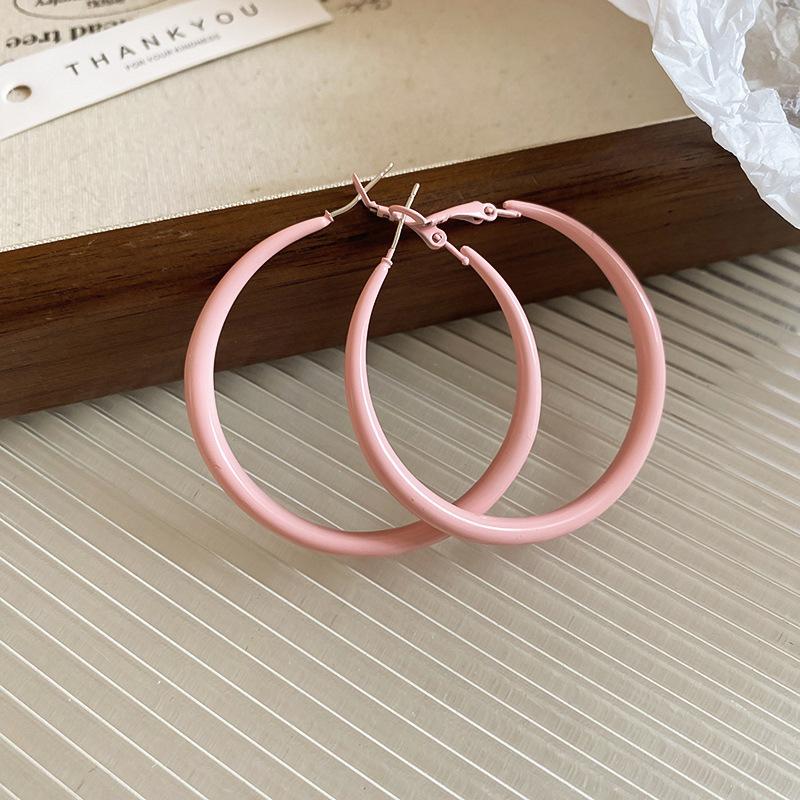 Dopamine Geometry Element Ring Earrings Women's Round Face Explosion Premium Sense Earrings Niche Design Stud Earrings Sweet Earrings