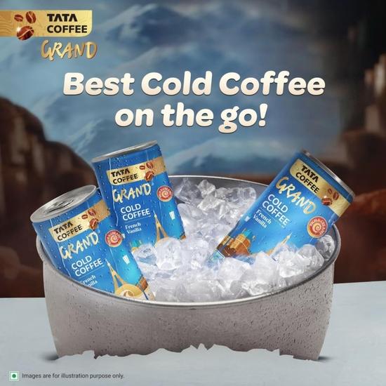 Tata Cold Coffee French Vanilla Eiskaffee, 180ml, Reichhaltig & Cremig, Milchgetränk mit Geschmack, Dose