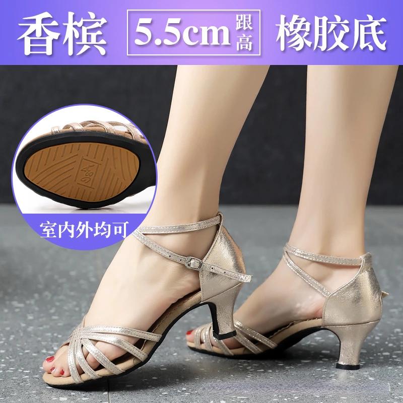 Latin Dance Shoes Women Square Dance Social Soft Sole Waltz Lightweight Shockproof Synthetic Leather Shoes Adults