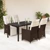 Vidaxl 5-Cz. Garden Furniture Set With Cushions, Brown, Poly Rattan