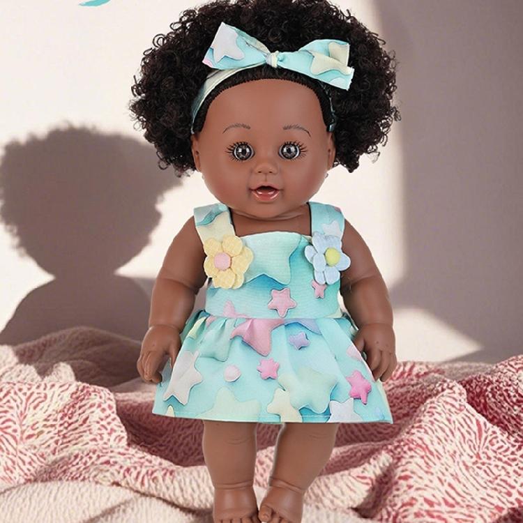 Curly Afro Hair Black Doll Soft Body Collectible Reborns Doll For Kids RolePlay Imagination Development Activity Toy