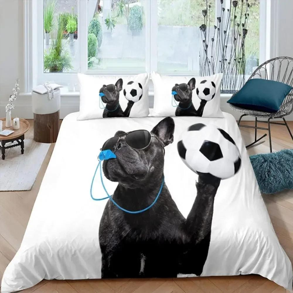 Bulldog Duvet Cover French Bulldogs Bedding Set Twin Polyester Chocolate Puppy Pet Doggy Animal Quilt Cover For Dog Lover Gifts