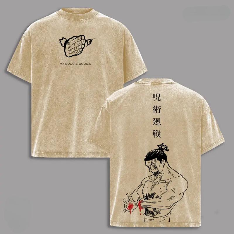 

Toudou Aoi Print T-shirt Jujutsu Kaisen Anime Clothing Men Short Sleeve Cotton Tshirts Vintage Washed Tee Harajuku Male T Shirt S коричневый