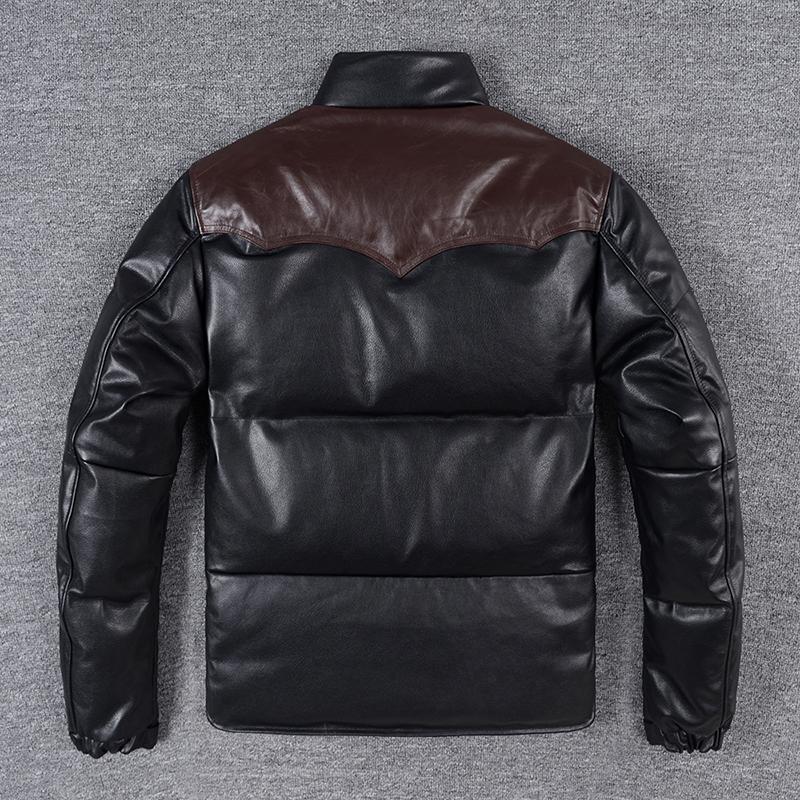 Thick Men Cowhide Leather Jacket Warm Genuine Cow Leather Duck Down Coat For -25~0 Degree Winter Clothing