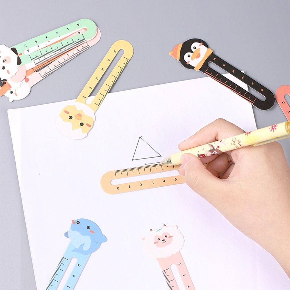 50pcs Creative Cartoon Animal Bookmarks Card Mixed Pattern Paper Book Clip Dual-use Stationery Ruler Bookmarks Student Supplies