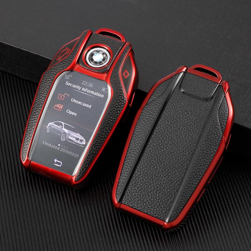 BMW LCD Key Case: Protective Shell for 5 & 7 Series, Leather Grain Finish