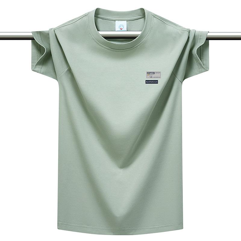 Men's T-shirt Summer Mint Green Short Sleeve Round Neck Tee Casual Slim Fit Cotton Top Breathable Soft Male Clothing Minimalist