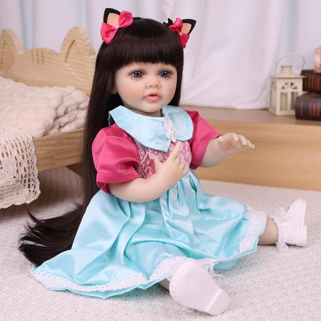 Bambola Reborn Realistica da 55 cm, Bambola Ragazza Full Silicone Vinile, da Bagno, Bambole per Neonati, Compagni di Gioco per Bambini, Decorazioni di Natale Halloween, Regali