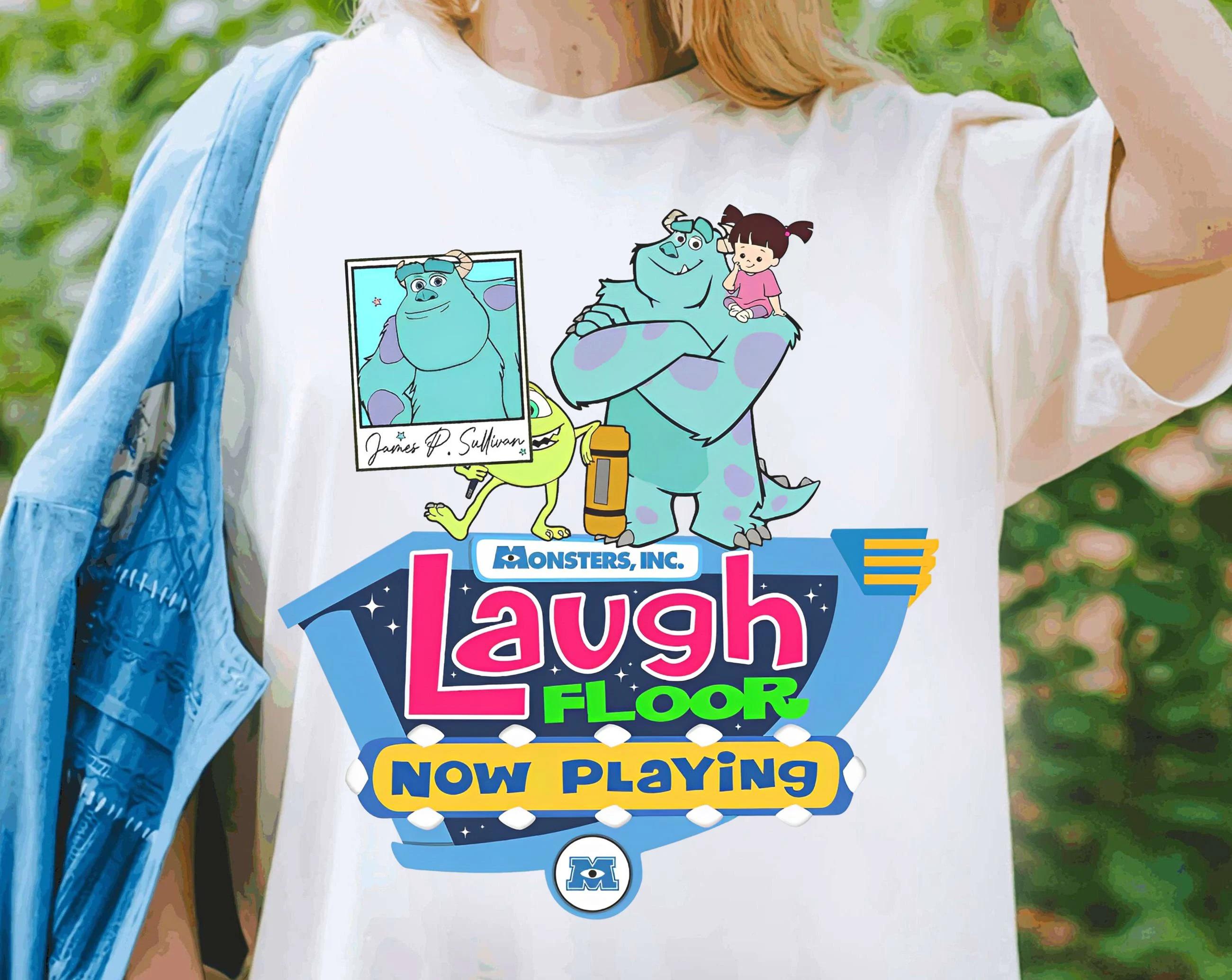 

Retro Pixar Monsters Inc Shirt The Laugh Floor Comedy Club TShirt Monsters University Mike Sulley Boo Tee S